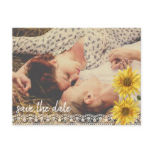 Rustikale Spitzen und Burlap Sonnenblumen Save the