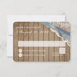 Rustikale Spitzen- und Holzhochzeit RSVP Einladung