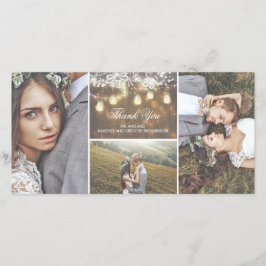 Rustikale Spitzen und Mason Jar Lights Hochzeit Vi Dankeskarte