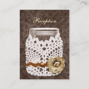 Rustikale Spitzen wrapped Mason Jar Wedding Begleitkarte