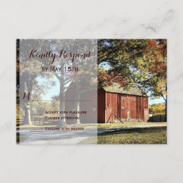 Rustikale Ställe und Bäume Land Hochzeiten RSVP Ka Karte