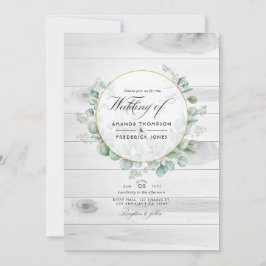Rustikale Stallhaltung Eukalyptus QR Code Hochzeit Einladung