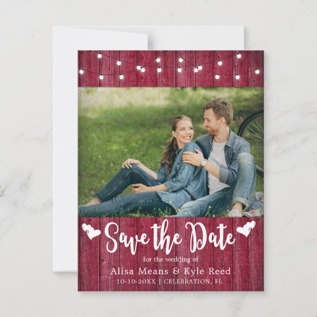 Rustikale Stallholz-String-Leuchten Fotokarte (Vorderseite)