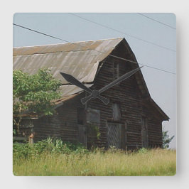 Rustikale Stallmauer Quadratische Wanduhr