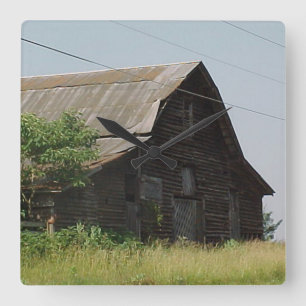 Rustikale Stallmauer Quadratische Wanduhr