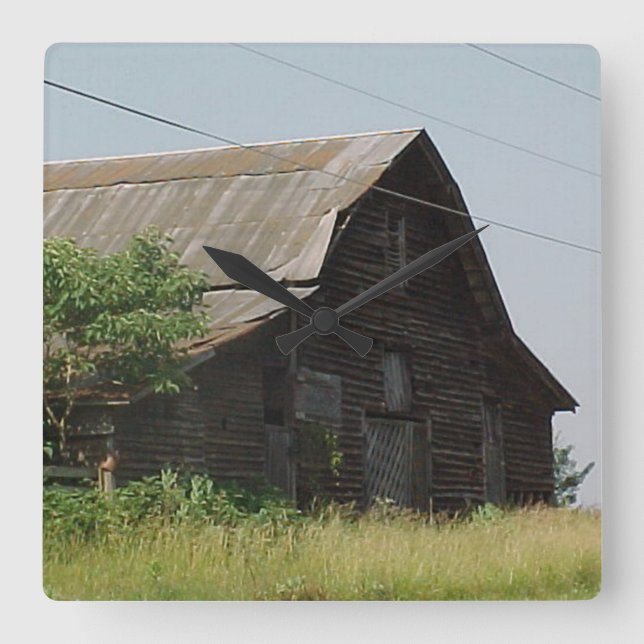 Rustikale Stallmauer Quadratische Wanduhr (Vorderseite)