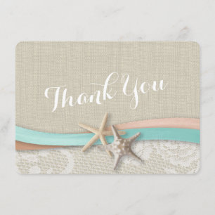 Rustikale Starfish and Ribbon Flat Card Vielen Dan Dankeskarte
