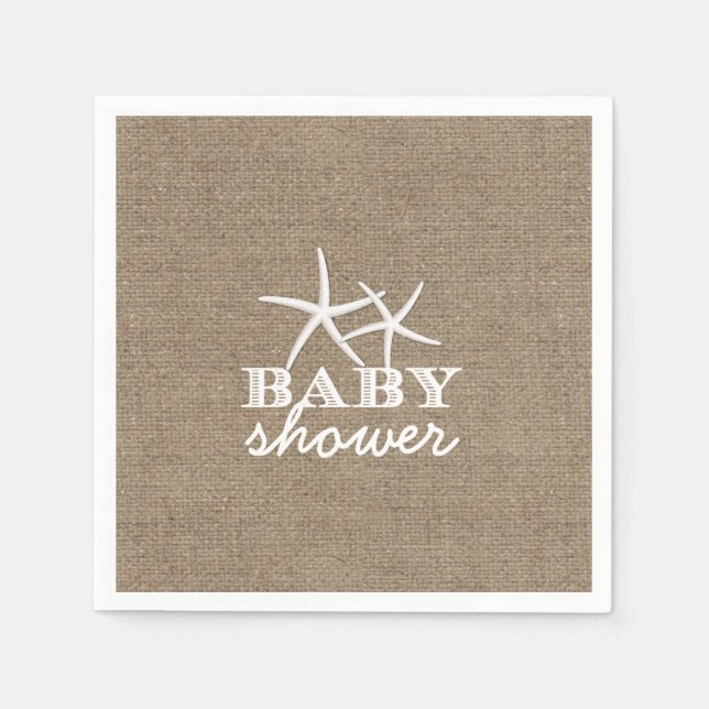 Rustikale Starfish Burlap Baby Dusche Serviette (Vorderseite)