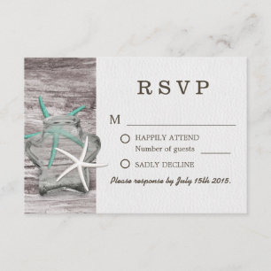 Rustikale Starfish-u. Maurer-Glas-Hochzeit UAWG RSVP Karte