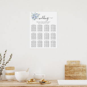 Rustikale staubblaue Aquarellblumen & Blätter Poster