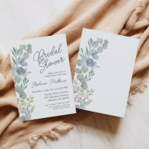 Rustikale Staubblaue Florale Hochzeitsdusche-Einla