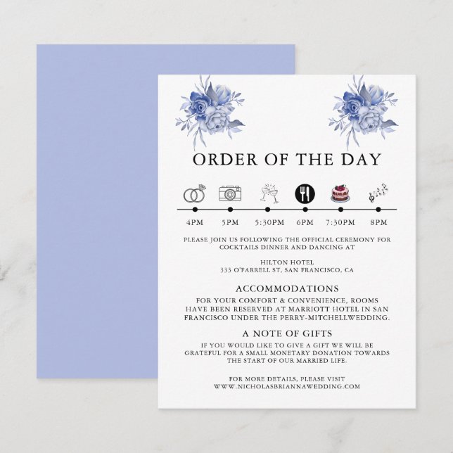 rustikale staubblaue Rosen und andere Blumen Begleitkarte (Vorne/Hinten)