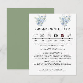 rustikale staubblaue Wasserfarben Blumen & Blätter Begleitkarte