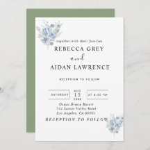 rustikale staubblaue Wasserfarben Blumen & Blätter