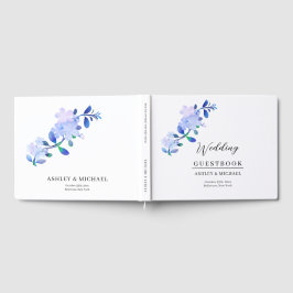 rustikale staubblaue wasserfarbene Blume & Blätter Gästebuch