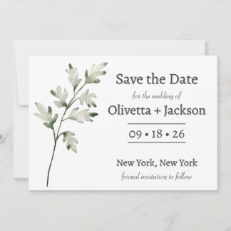 Rustikale staubblaue Wildblume Save The Date