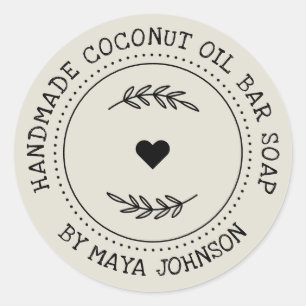 Rustikale, staubige Elfenbeingrün-Handarbeit Runder Aufkleber