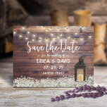 Rustikale Stehlampen Save the Date Ankündigungspostkarte<br><div class="desc">Rustikale Barnklatschenleuchten erhellen Save the Date Hochzeitsankündigungen.</div>