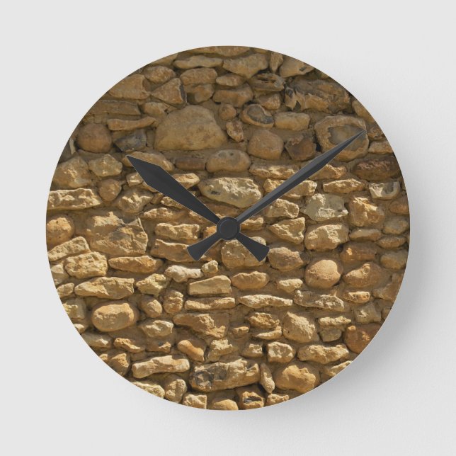 Rustikale Steinmauer Runde Wanduhr (Vorderseite)