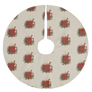 Rustikale Stickerei Weihnachtskakao mit Cinnamon Polyester Weihnachtsbaumdecke