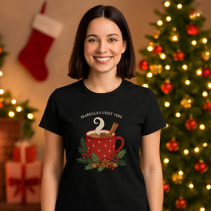 Rustikale Stickerei Weihnachtskakao mit Cinnamon T-Shirt