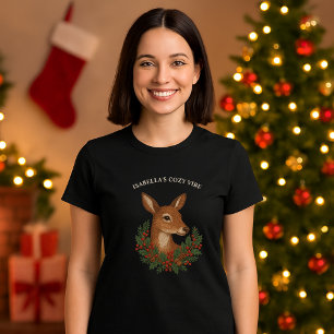 Rustikale Stickereien Grüntöne Weihnachten T-Shirt