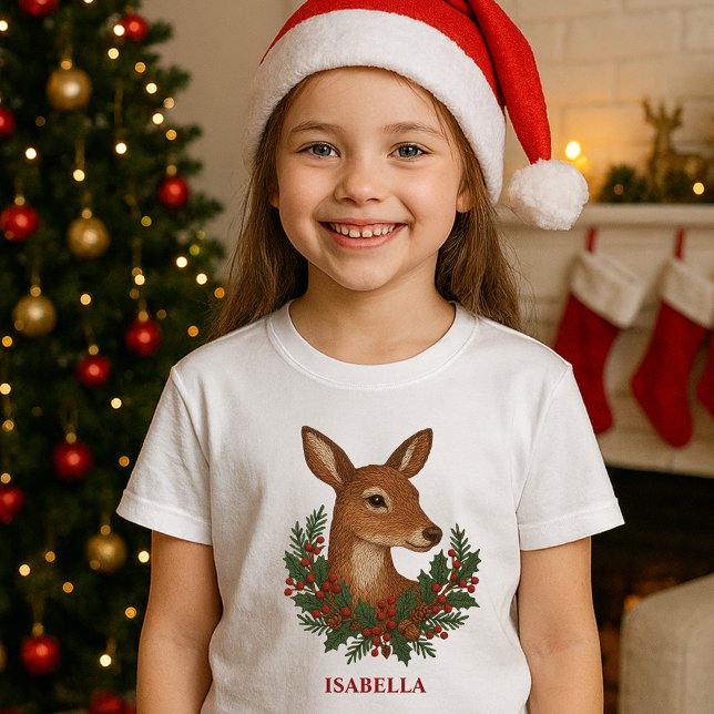 Rustikale Stickereien Grüntöne Weihnachten T-Shirt (Von Creator hochgeladen)