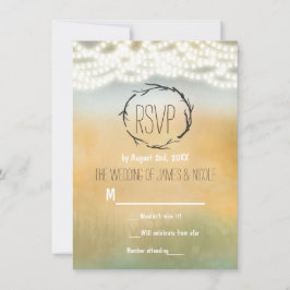 Rustikale Sticks & String Lights Hochzeitskarte Einladung