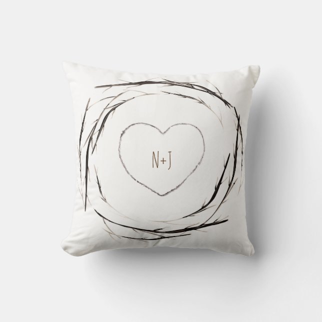 Rustikale Sticks Zweige Zweigstellen Wreath Countr Kissen (Vorderseite)