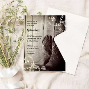 Rustikale Stiefel Blume Western Babydusche Einladung