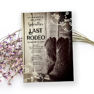Rustikale Stiefel Letzte Rodeo Western Junggeselin Einladung
