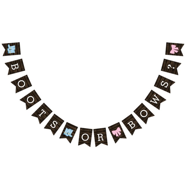 Rustikale Stiefel oder Bows Gender Reveal Baby Dus Wimpelkette (Alle)