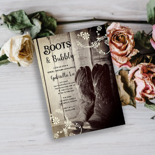 Rustikale Stiefel und Bubbly Western Brautparty Einladung