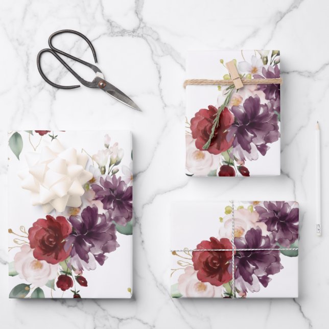 Rustikale stilvolle Blumensträuße  Geschenkpapier Set (Vorderseite)