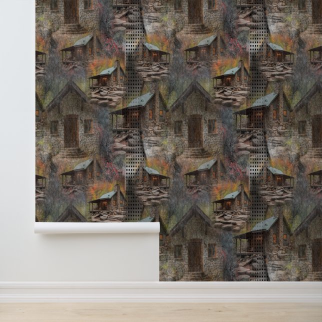 Rustikale Stone-Kabine Tapete (Anwendung)