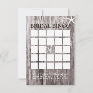 Rustikale Strand-Treibholz-Braut-Shower-Bingo-Kart