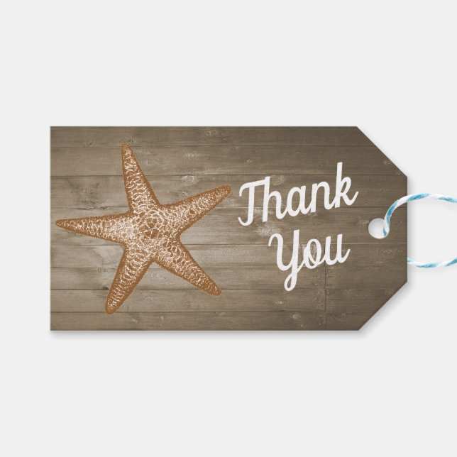 Rustikale Strandgiftmarken Geschenkanhänger (Vorderseite (Horizontal))