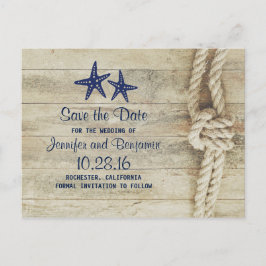 rustikale Strandtreiben aus Holz nautisch Save the Ankündigungspostkarte