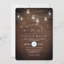 Rustikale Streicher von Mason Jars Fireflies Hochz Einladung