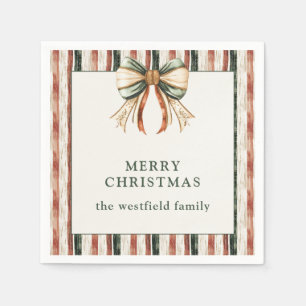 Rustikale Streifen Personalisiert Frohe Weihnachte Serviette