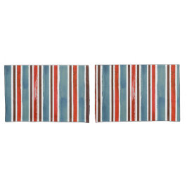 Rustikale Streifen - Rot, Blau und Braun Kissenbezug