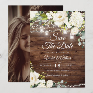 Rustikale String-Lichter Hochzeit Save The Date Einladung
