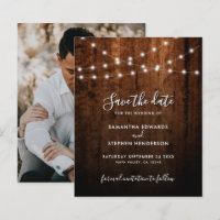 Rustikale String-Lichter und HolzWedding speichern