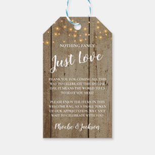 Rustikale String Lights Begrüßungskorb Geschenkanhänger