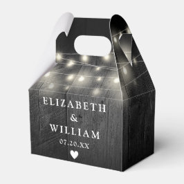 Rustikale String Lights Black Barn Wood Wedding Geschenkschachtel