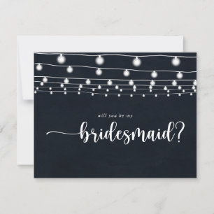 Rustikale String Lights Bridesmaid Vorschlag Note Mitteilungskarte