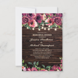 Rustikale String Lights Burgund Floral Probe Einladung