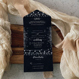 Rustikale String Lights Hochzeit All In One Einladung