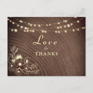 Rustikale String Lights Hochzeit Danke Karte