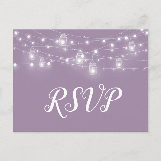 Rustikale String Lights Hochzeit RSVP Postcard Einladungspostkarte (Vorderseite)